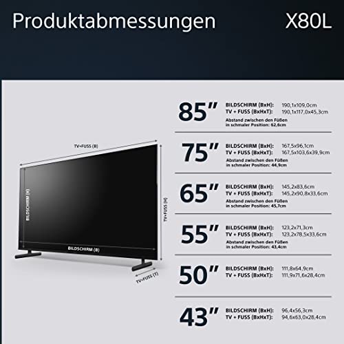 Großer Fernseher Sony BRAVIA, KD-65X80L, 65 Zoll Fernseher, LED