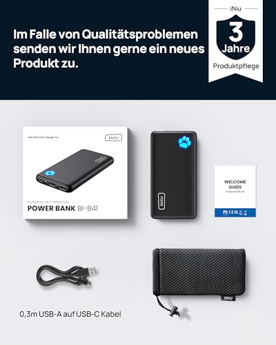 Leichte Powerbank INIU Power Bank, Ultra Slim 10000mAh