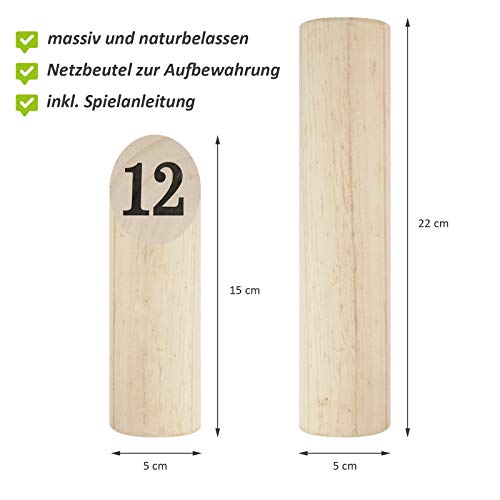 Mölkky WELLGRO finnisches Wurfspiel 14-TLG. für 2-8 Spieler