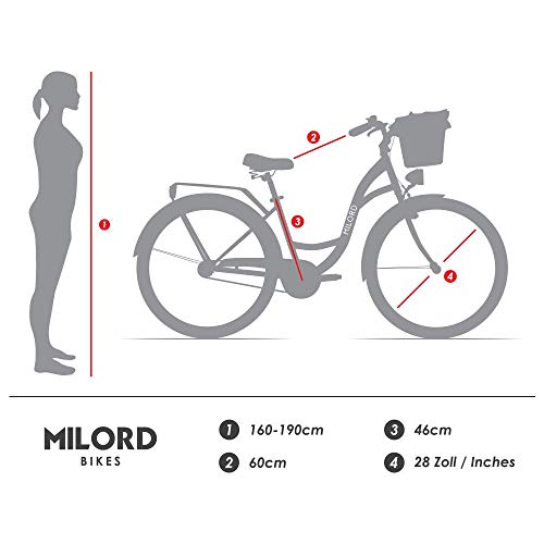 Hollandrad Milord Bikes Milord Komfort Fahrrad mit Weidenkorb