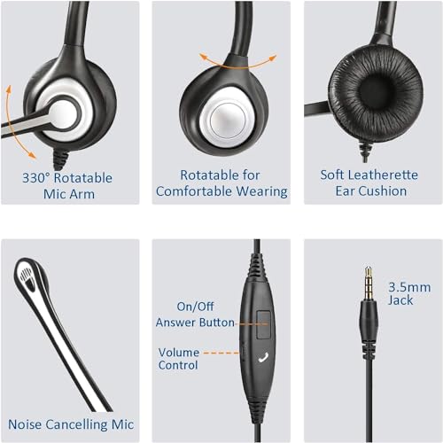 Headset (Büro) Wantek Headset mit Mikrofon Noise Cancelling