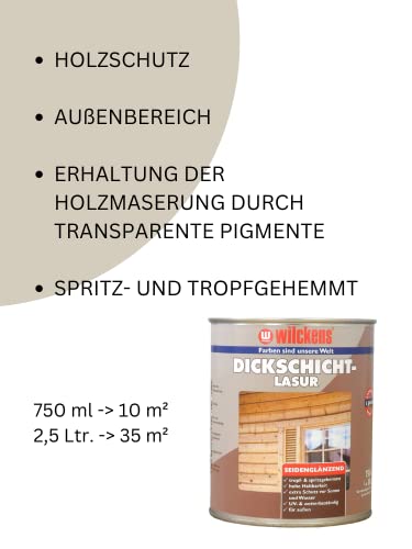 Dickschichtlasur Wilckens Holzschutz seidenglänzend, 750 ml, farblos