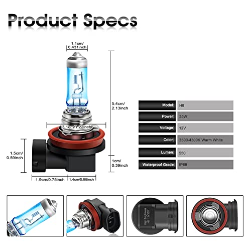 H8-Birne TECTICO H8 Nebelscheinwerfer Halogen Birne 12V 35W