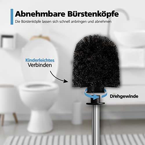 Klobürste Nirox 4er Set n Schwarz – WC Bürsten mit 8 cm Durchmesser