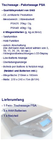 Paketwaage G&G 40kg/5g PSA Tischwaage Digitalwaage