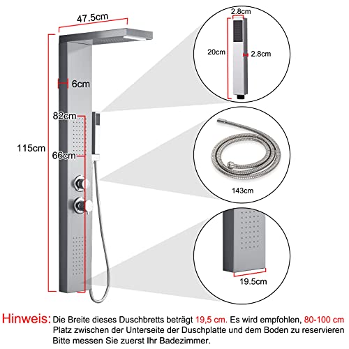 Duschpaneel UISEBRT Regendusche – 4 IN 1 Regendusch System Duschset