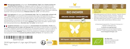 Ingwer-Kapseln Flügelschwinger 200 BIO Ingwer Kapseln 600 mg