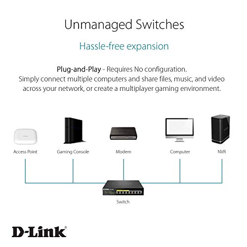 D-Link-Switch D-Link DGS-1008P Switch, Netzwerk-Switch