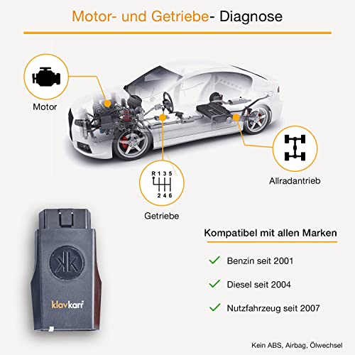 OBD2-Adapter klavkarr 210, OBD 2 Kfz Diagnosegerät für Auto