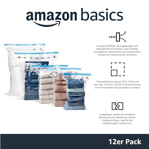 Vakuumbeutel Amazon Basics für Kleidung mit luftdichtem Ventil