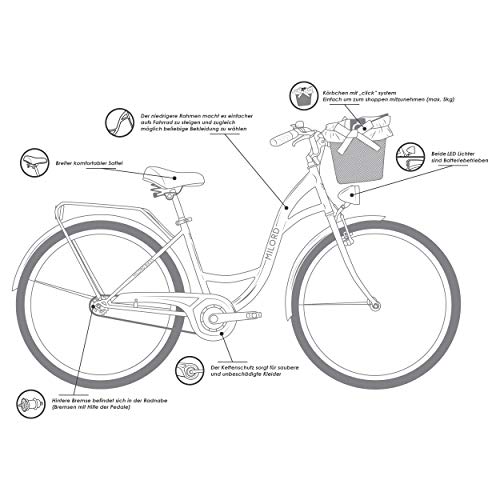 Hollandrad Milord Bikes Milord Komfort Fahrrad mit Weidenkorb