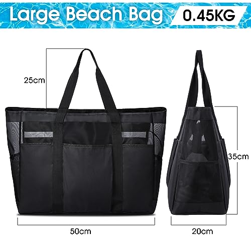 Strandtasche Lubardy XXL Familie mit Reißverschluss Damen Groß Mesh