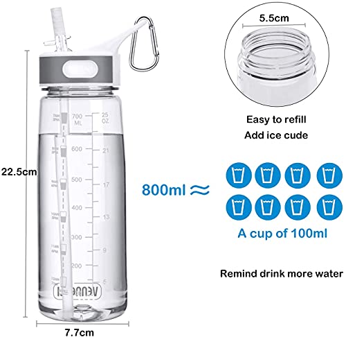 Trinkflasche mit Strohhalm VENNERLI Wasserflasche 800ml