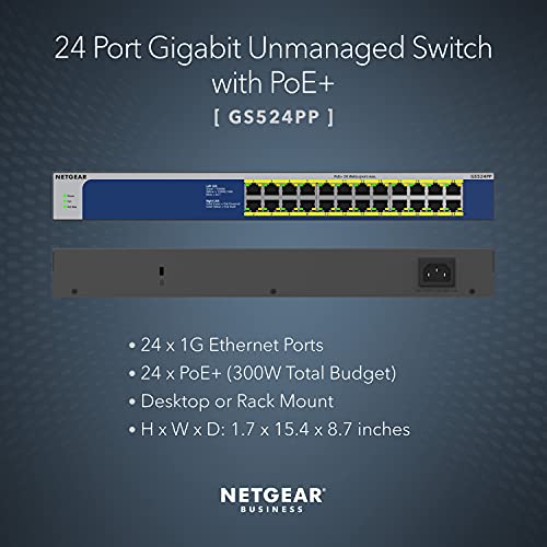 24-Port-Switch Netgear 24-Port Gigabit Ethernet Unmanaged PoE