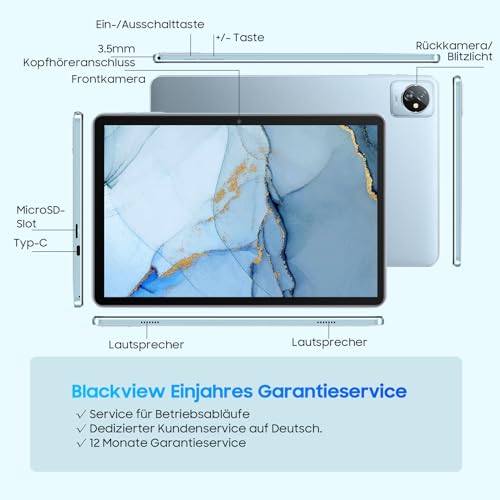 Tablet Blackview 10 Zoll Android 13, 6GB RAM+64GB ROM