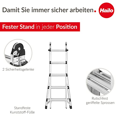 Teleskopleiter Hailo M80 Alu-Multifunktionsleiter, Schiebeleiter