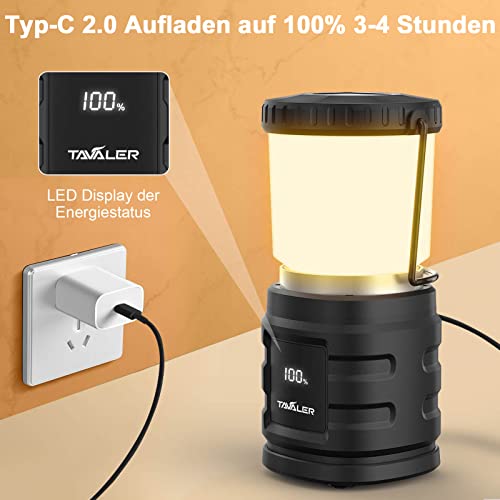 Akku-Lampe TAVALER Camping Laterne 8000 mAh Akku USB C Aufladbar