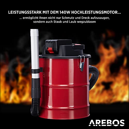 Aschesauger Arebos Kaminsauger mit Akku 140W, 12L, inkl. HEPA