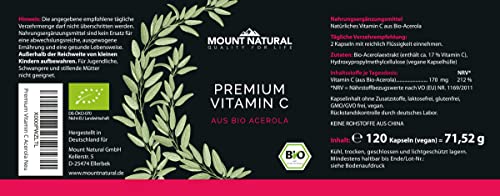 Acerola-Kapseln Mount Natural Bio Vitamin C (120 Kapseln)