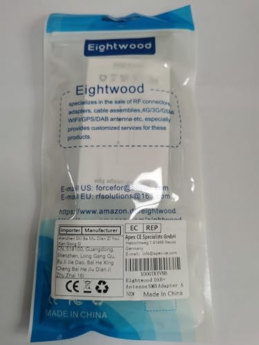 Scheibenantenne Eightwood DAB+ Antenne SMB Adapter Auto