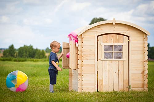 Spielhaus TIMBELA Kinder aus Holz MIT BÖDEN im Freien