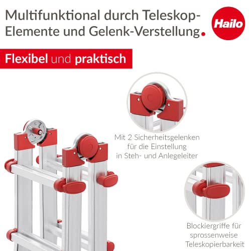 Teleskopleiter Hailo M80 Alu-Multifunktionsleiter, Schiebeleiter