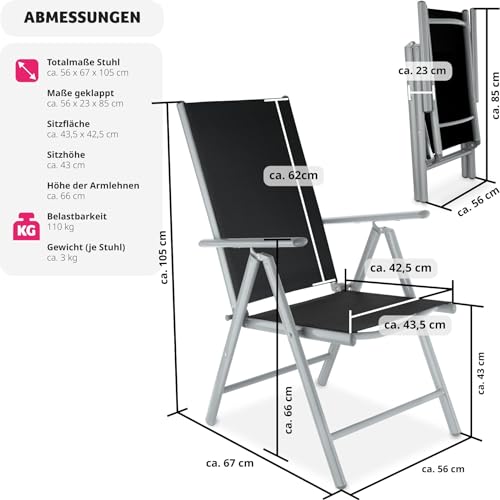 Klappstuhl tectake ® Aluminium Gartenstuhl 2er Set