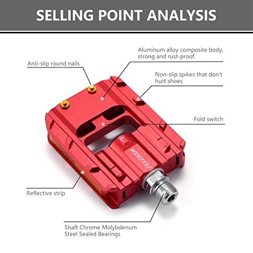 Klapppedale KOOTU Fahrradpedal faltbar Anti-Rutsch und Fahrradpedal