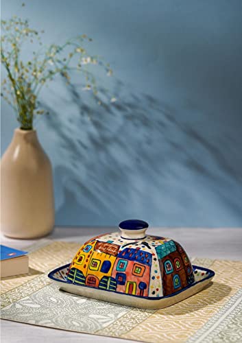 Butterdose Gall&Zick mit Deckel, Porzellan Keramik Bunt