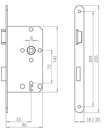 Türschloss ABUS – Einsteckschloss für Zimmertüren ES BB L S 55 72