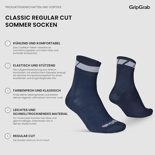 Fahrradsocken GripGrab Classic Regular Cut 1er und 3er Set