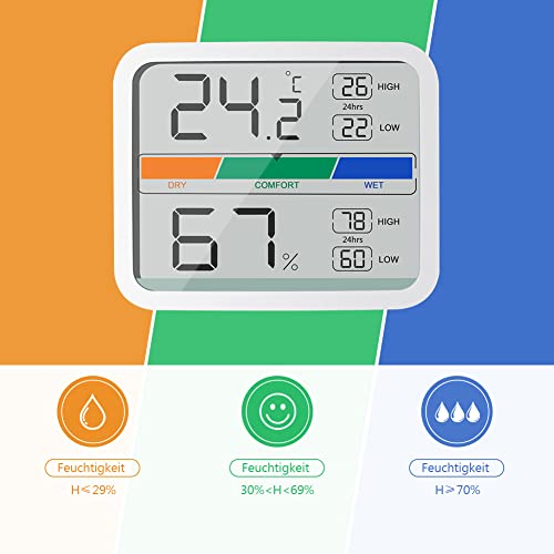 Min-Max-Thermometer LIORQUE Digitales Thermometer Innen