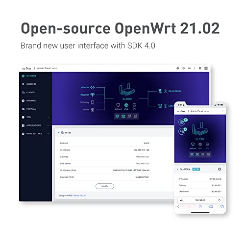 5G-Router GL.iNet GL-A1300 (Slate Plus) Wireless VPN Travel Router