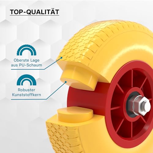 Schubkarrenrad Vollgummi Wiltec Pannensicheres PU Rad