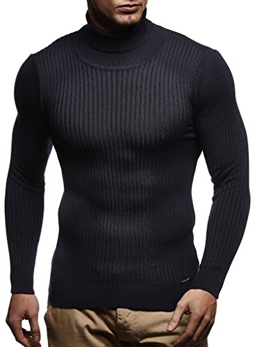 Rollkragenpullover Herren Leif Nelson Blau M Strickpullover