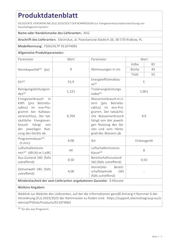 AEG-Geschirrspüler AEG FSE62417P Vollintegrierter-Geschirrspüler