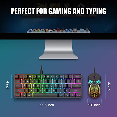 Mini-Gaming-Tastatur RedThunder 60% Gaming Tastatur Maus Set