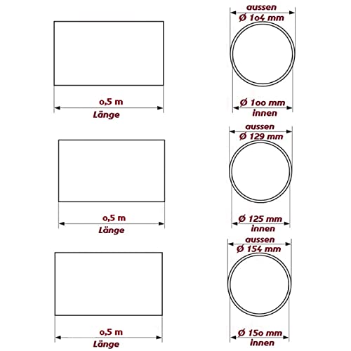 Lüftungsrohr MKK Ø 100 mm Länge 0,5 m aus ABS-Kunststoff