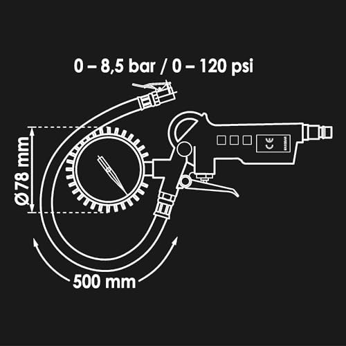 Reifenfüller Vigor V6905 Reifendruckmesser, Feiner Füllhebel