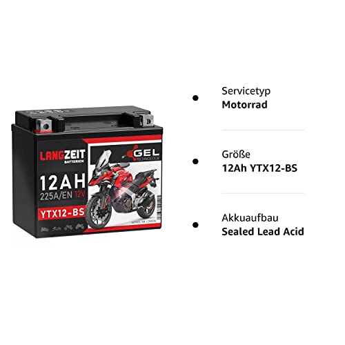 Motorrad-Batterie LANGZEIT Batterien LANGZEIT YTX12-BS