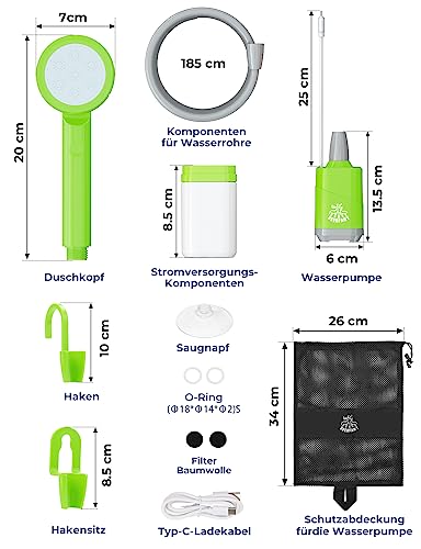 Campingdusche mit Pumpe DEERFAMY Campingdusche Outdoor