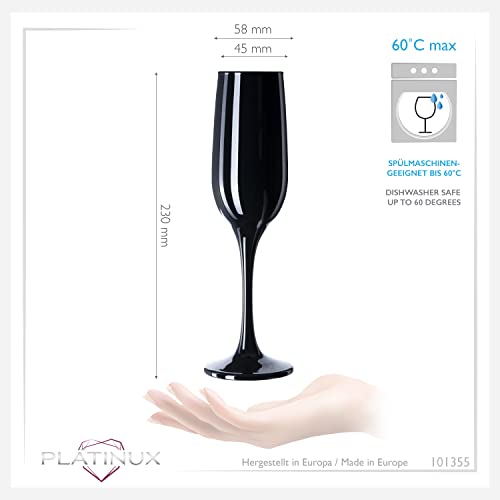 Sektgläser PLATINUX Schwarze stabile aus Glas Champagnergläser Set