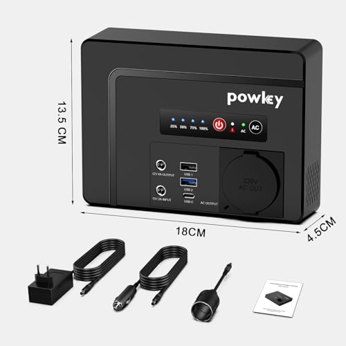 Powerbank mit Steckdose powkey 97.68Wh Tragbare Powerstation