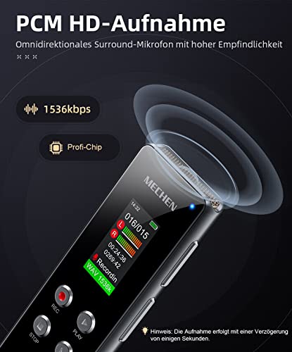 Audio-Recorder MECHEN 64GB Diktiergerät, Spracherkennung Diktafon