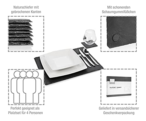 Servierplatte Sänger, Schieferplatten-Set Dinner, modern