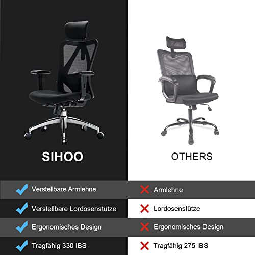 Drehsessel SIHOO Bürostuhl, ergonomischer Schreibtischstuhl