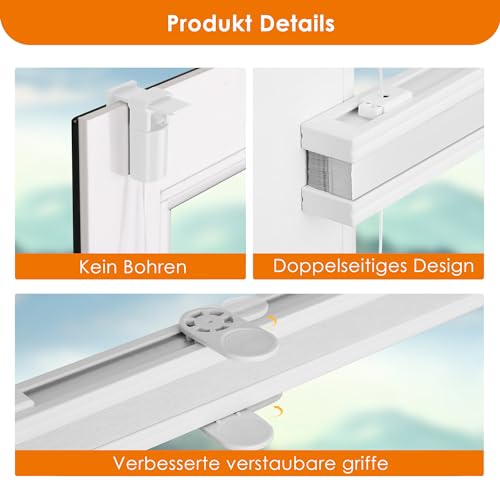 Wabenplissee HOMEDEMO ohne Bohren Klemmfix Verdunklung Thermo