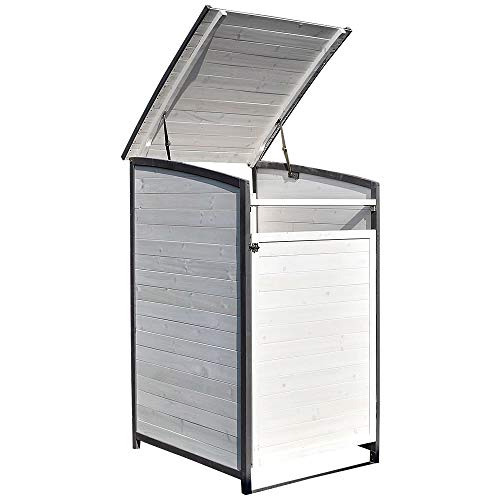 Mülltonnenbox Melko Einzelbox 120 Liter aus Holz Anthrazit/Weiß