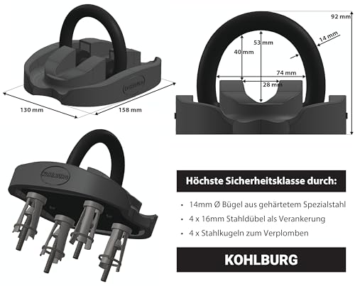 Fahrrad-Diebstahlschutz KOHLBURG Sicherheits-Bodenanker