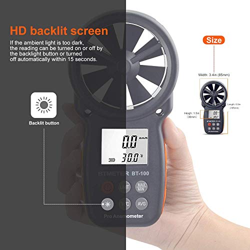 Windmesser BTMETER BT-100 digitaler Anemometer Handheld